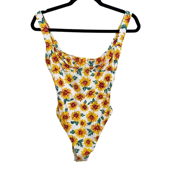 WeWoreWhat Yellow Floral One Piece Swimsuit NWT - Picture 3 of 6